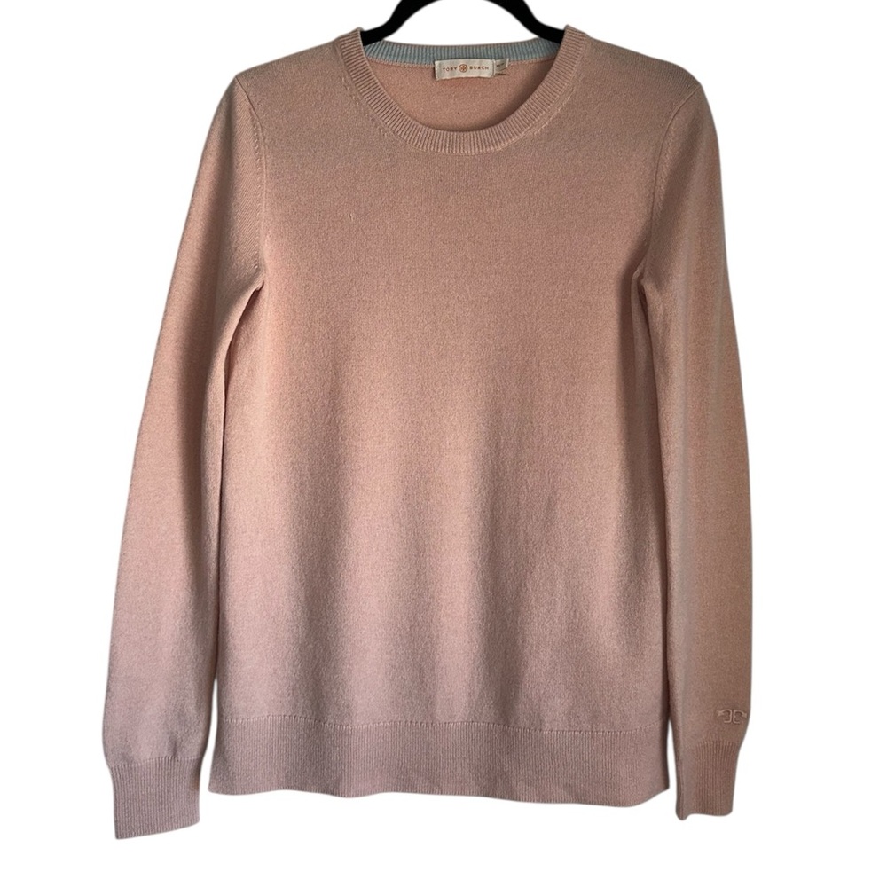 TORY BURCH SIZE XS Pale Pink‎ 100% Cashmere Crewneck Sweater pullover